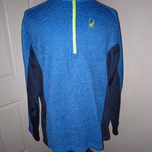 Blue and Navy Spyder Long Sleeve Top with Yellow Accent